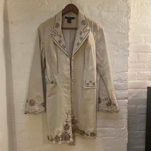 Tailored Embroidered Cotton Trench Coat, Arden B